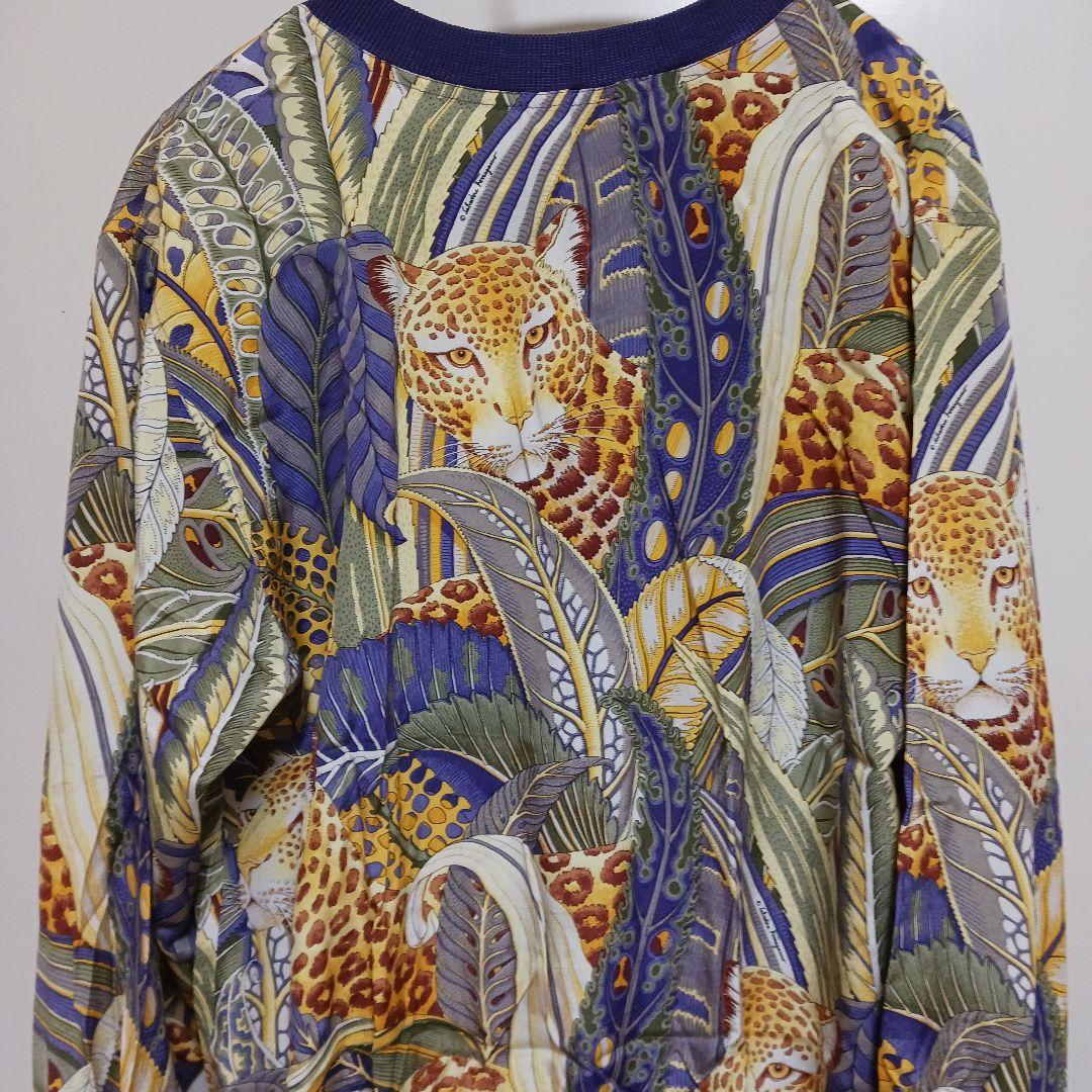 【美品】サルバトーレフェラガモ　シルクブラウス　カットソー　アニマル柄　パープル