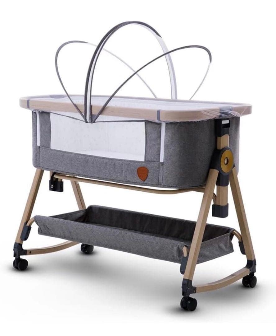 HZDMJ 添い寝 ベビーベッド 持ち運び 折りたたみ グレー