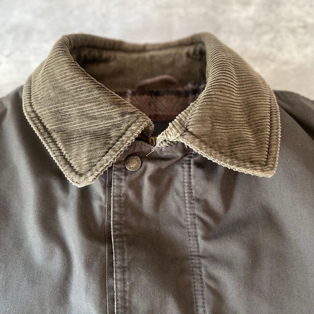 【美品】LONDON FOG ハンティングジャケット コーデュロイ襟 裏地 茶