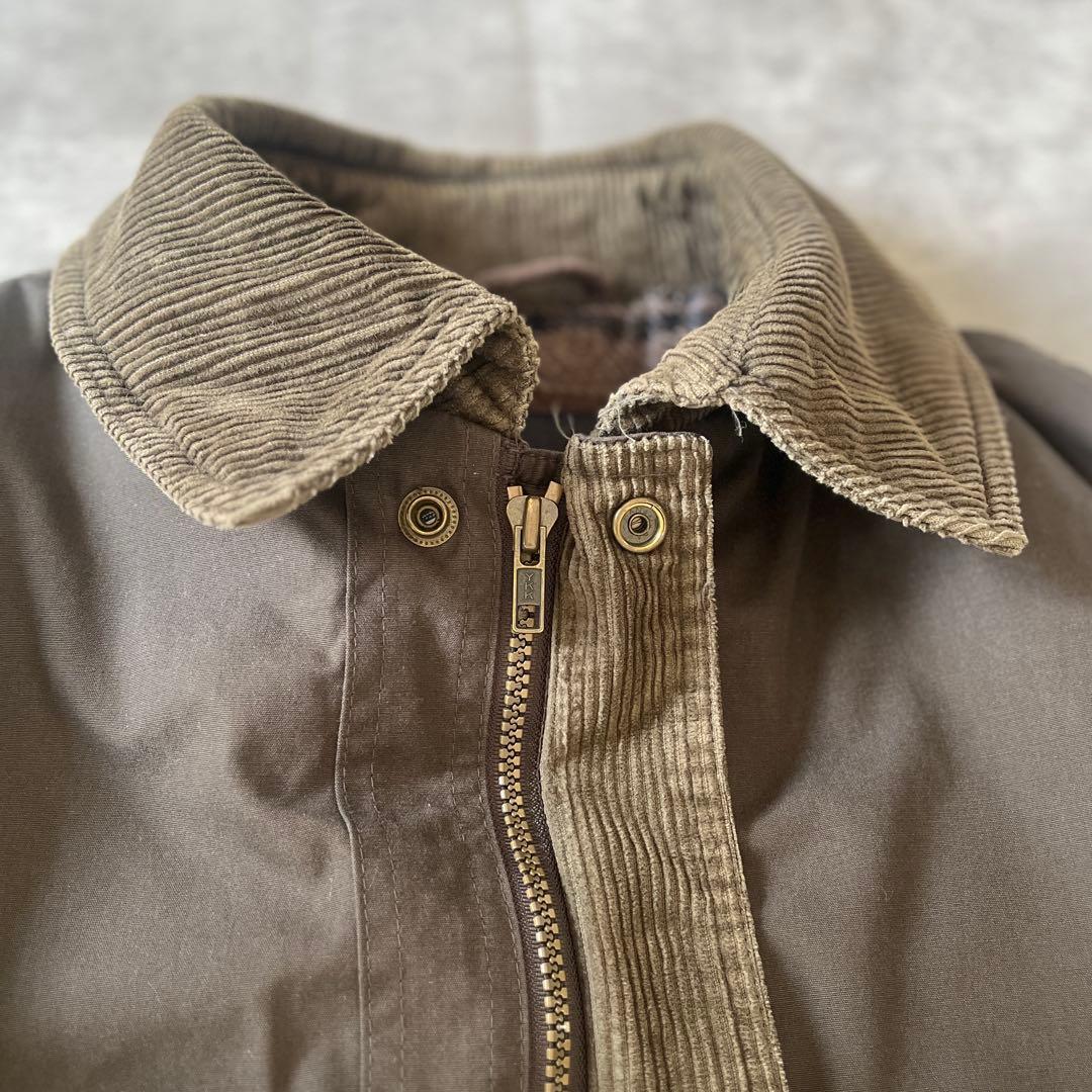 【美品】LONDON FOG ハンティングジャケット コーデュロイ襟 裏地 茶