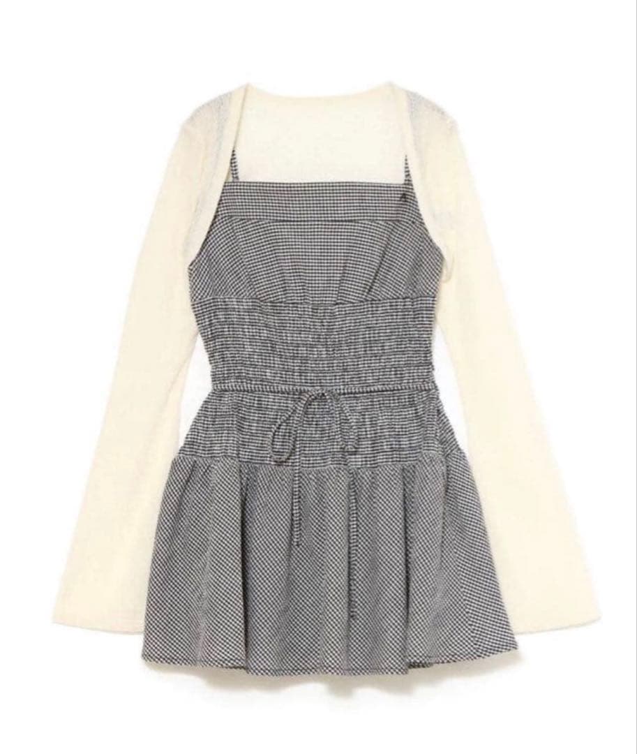 ワンピース Betty shirring mini dress black andmary