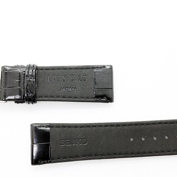 新品　SEIKO 純正レザー時計ベルト 黒 20mm バックル付き