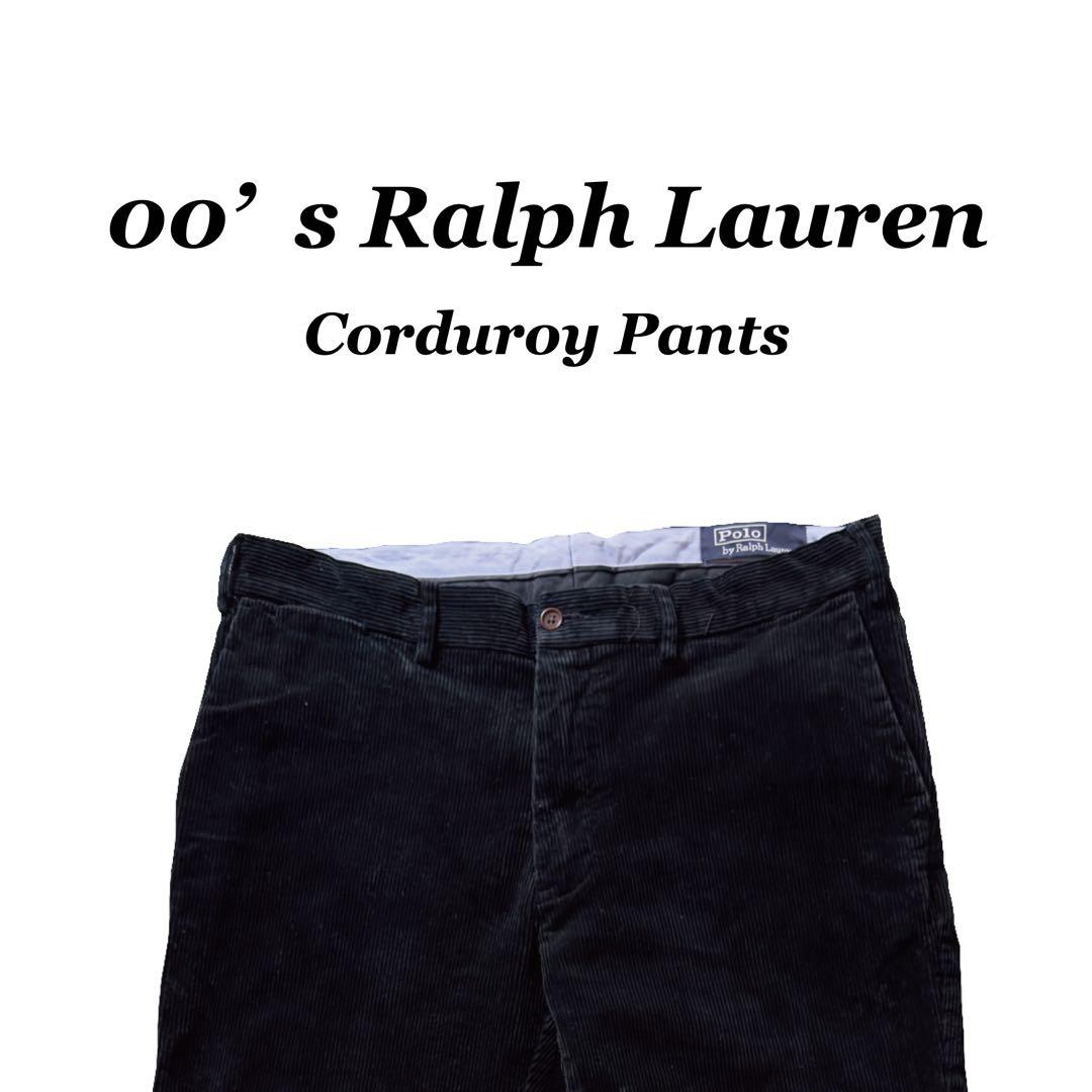 ポロ コーデュロイ 黒 ブラック 太畝 アイビー トラッド ビンテージ 古着