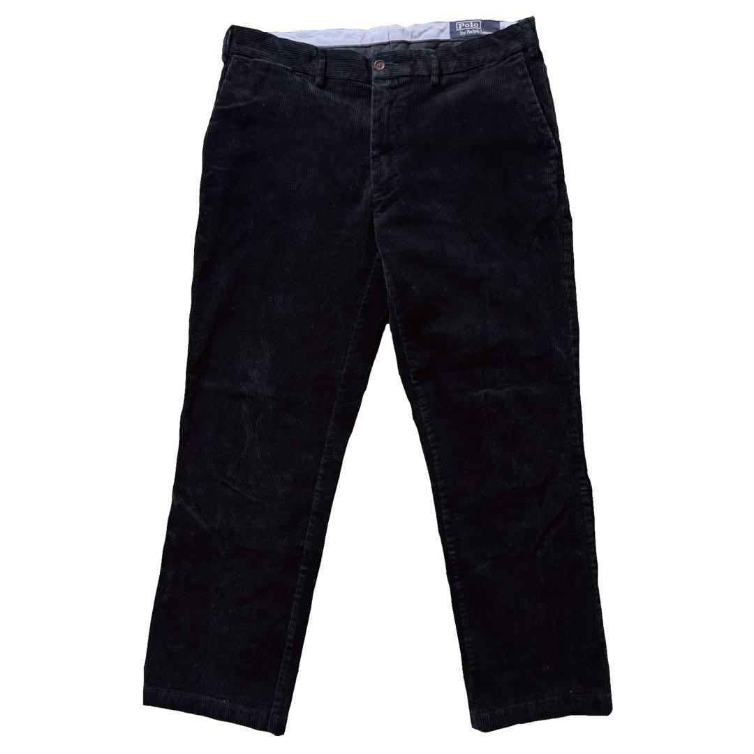 ポロ コーデュロイ 黒 ブラック 太畝 アイビー トラッド ビンテージ 古着