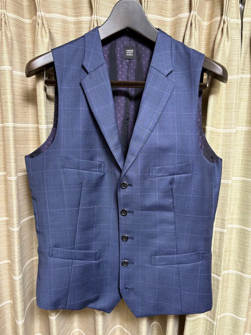 【ドーメル】TAKEO KIKUCHI 最高級スリーピーススーツ　ネイビー