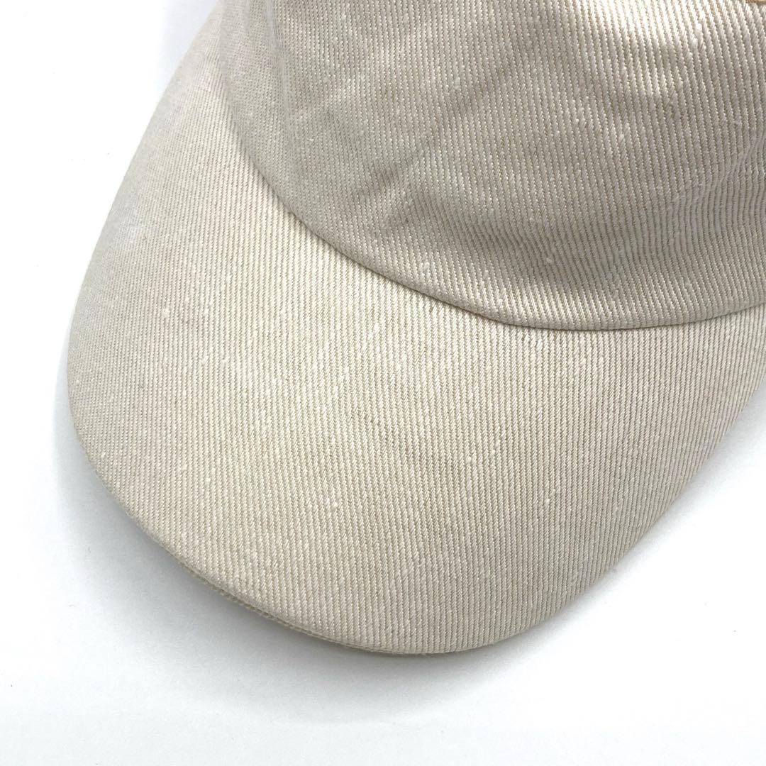 【美品】HERMES リネン100% キャップ レディース Hロゴ刺繍 57