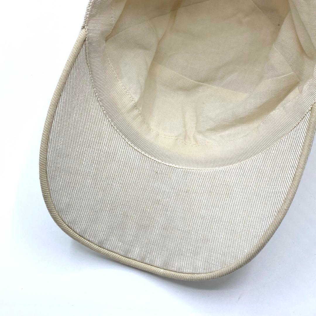 【美品】HERMES リネン100% キャップ レディース Hロゴ刺繍 57