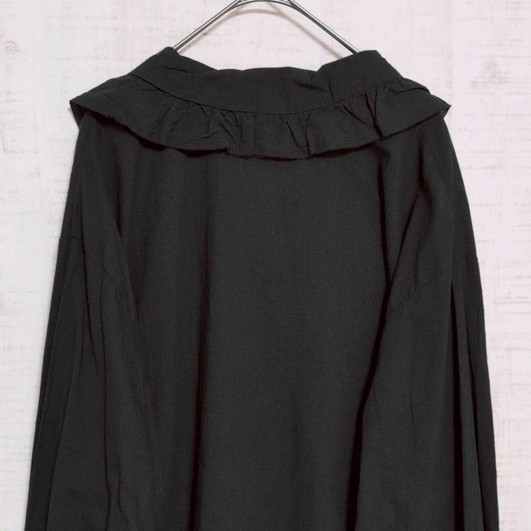 【新品】ミズイロインド mizuiro ind フリルブラウス ブラック 長袖