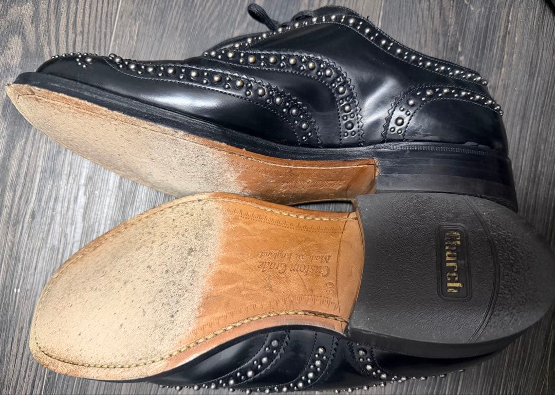 Church's スタッズ装飾 ブラックオックスフォード