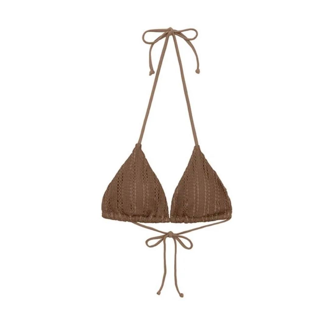 AIRSPACE ナチュラル美胸かぎ編みビキニ　セット　カーキ