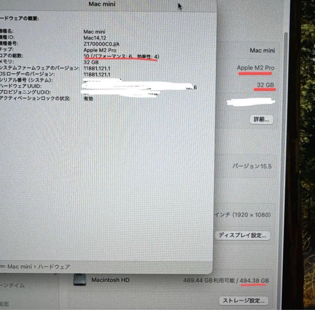 Macデスクトップ Mac mini M2Pro 10Core 32GB 512GB