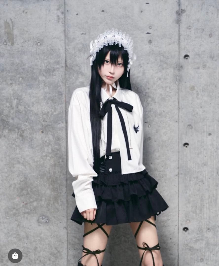 Amilige ハイウエストエンブレムボタン付きフリルパンツ