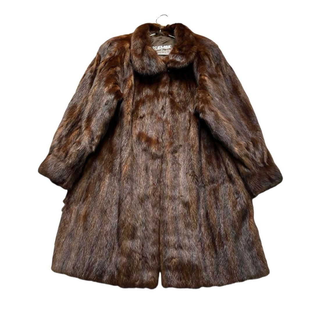 着丈88cm エンバ リアルファー ファーコート 本毛皮 ロング XLサイズ相当