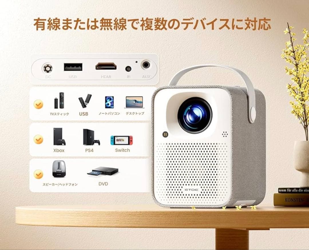 ETOE プロジェクター 小型 Google TV搭載 フルHD 1080p
