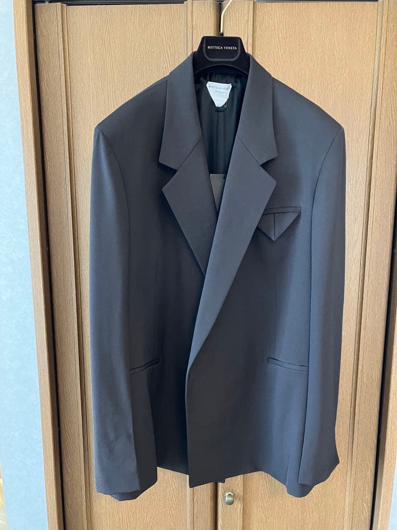 値下げ【新品】ボッテガヴェネタ　ボタンレスダブルブレストジャケット_焦茶M〜LL