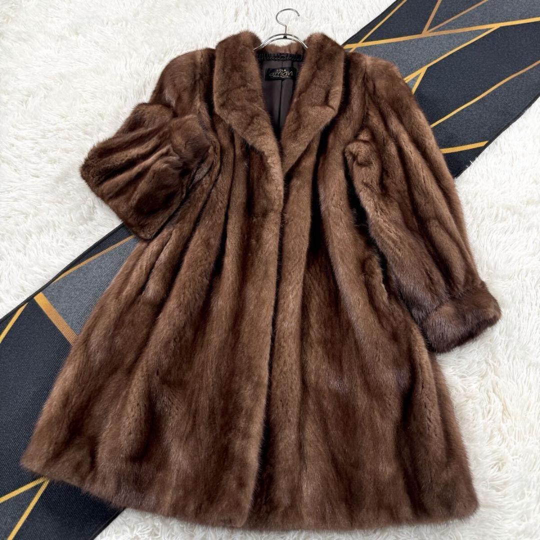 美品 総丈95㎝ サガミンク デミバフミンク ファーコート XL AA182