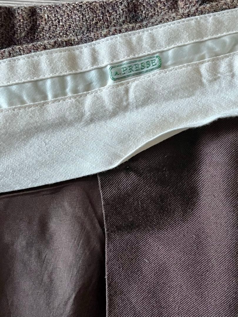 A.PRESSE Tweed Two Tuck Trousers サイズ2