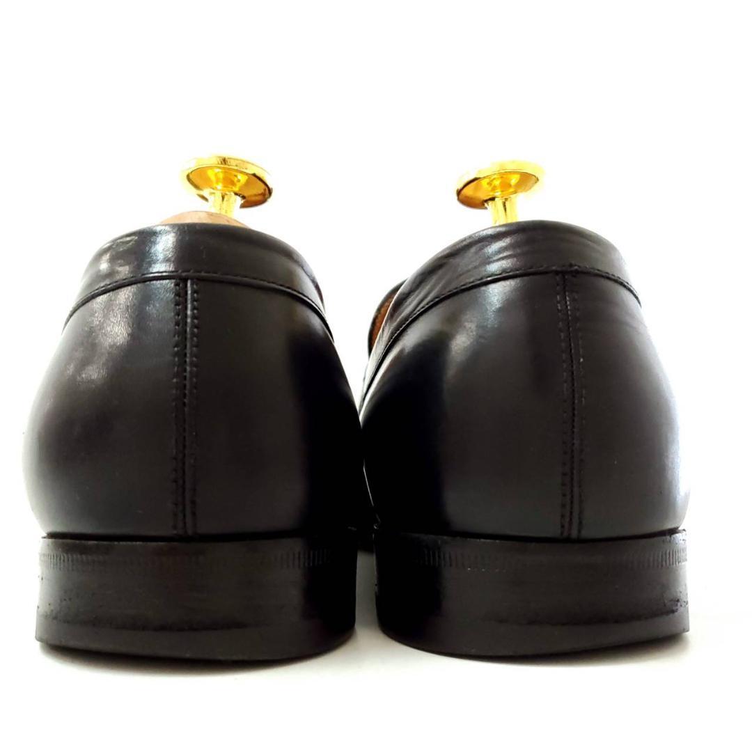 良品グッチ　ホースビット　ローファー　ブラック　7 1/2　レザー　シルバー金具