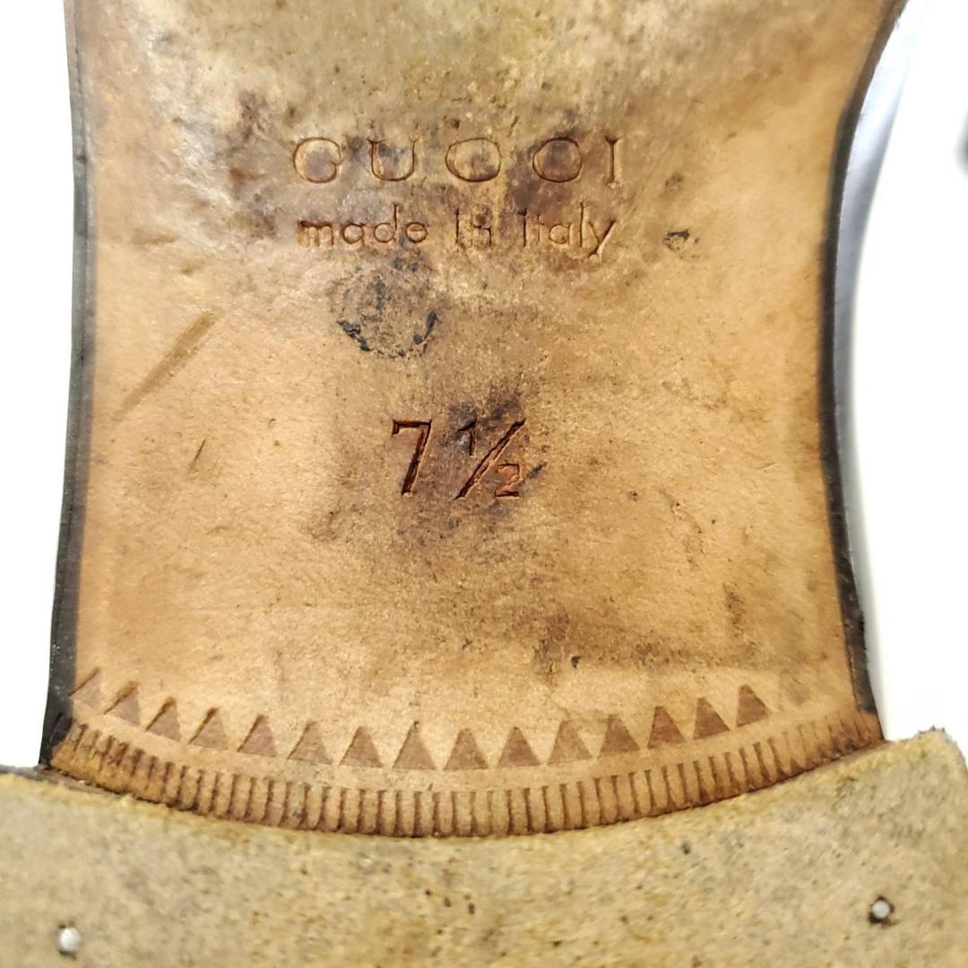 良品グッチ　ホースビット　ローファー　ブラック　7 1/2　レザー　シルバー金具