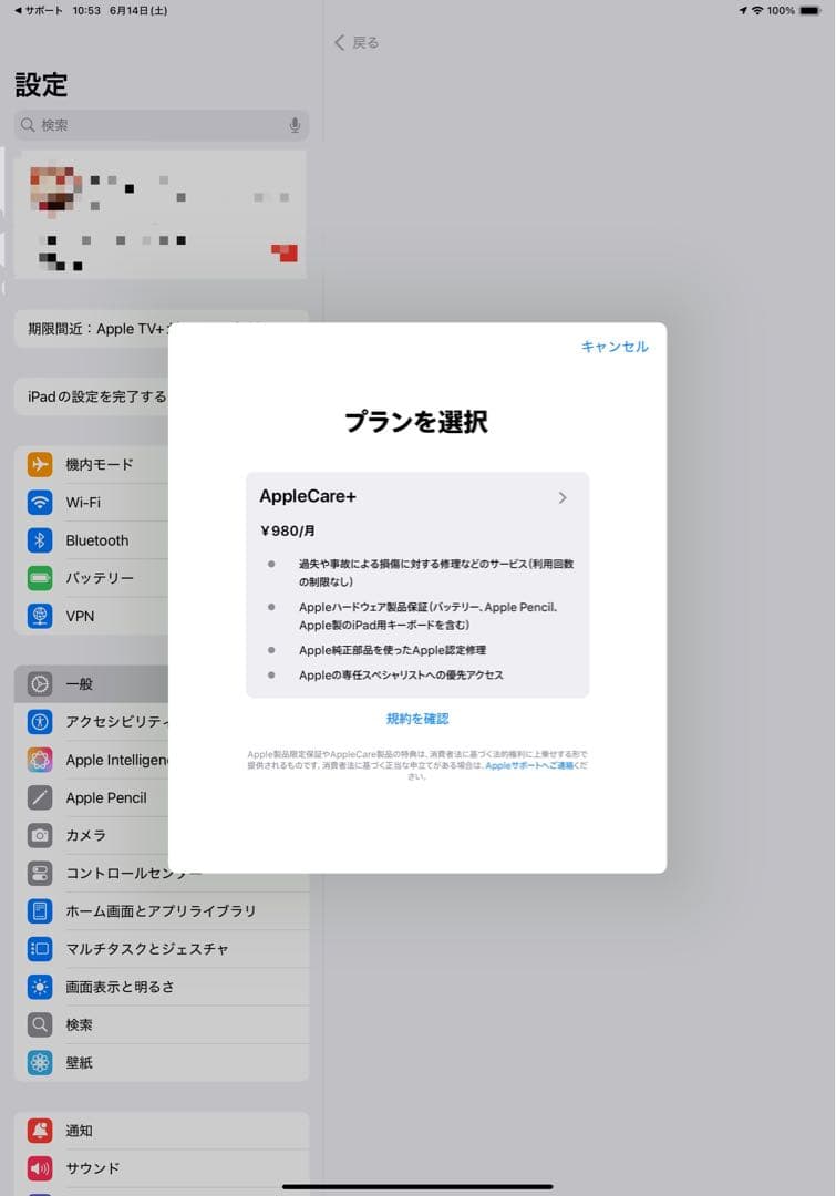iPad Pro 第4世代 11インチ Apple care +更新可能（？）