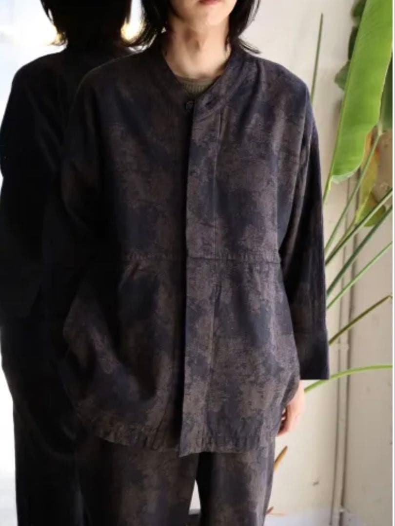 MITTAN　絹綿麻ジャガードジャケット 墨茶