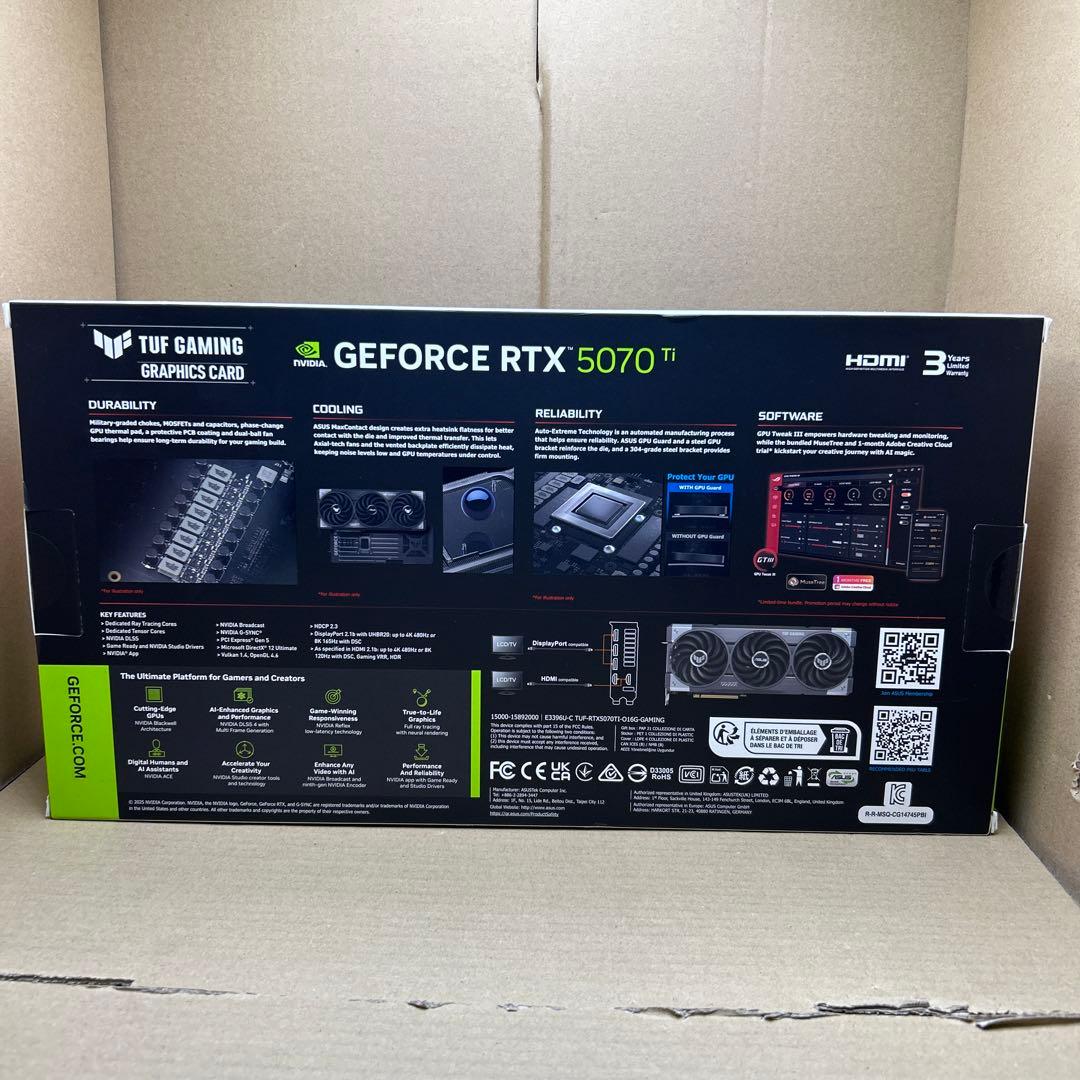 グラフィックボード・グラボ・ビデオカード ASUS TUF Gaming GeForce RTX 5070 Ti 16GB