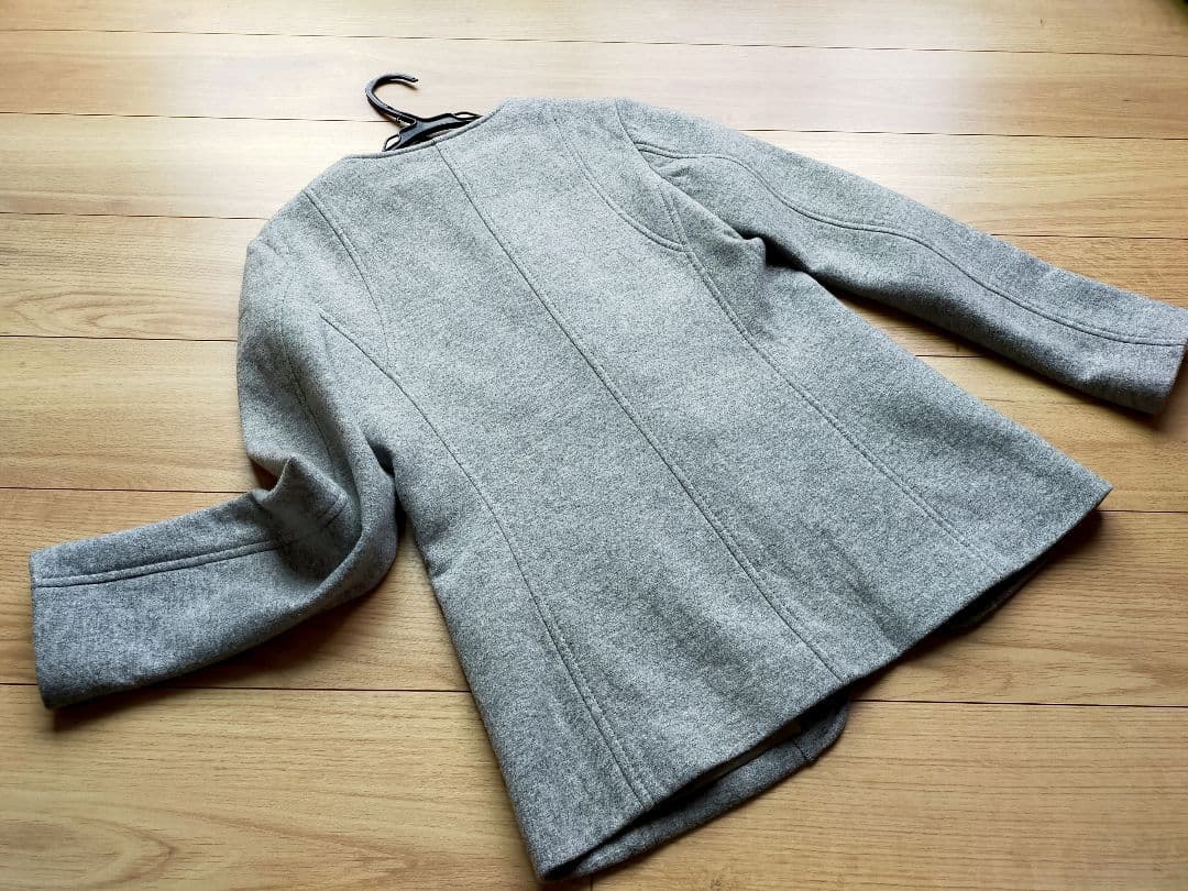 美品ヨシエイナバ　カシミヤシルクウール混ジャケット9号裏地シルク