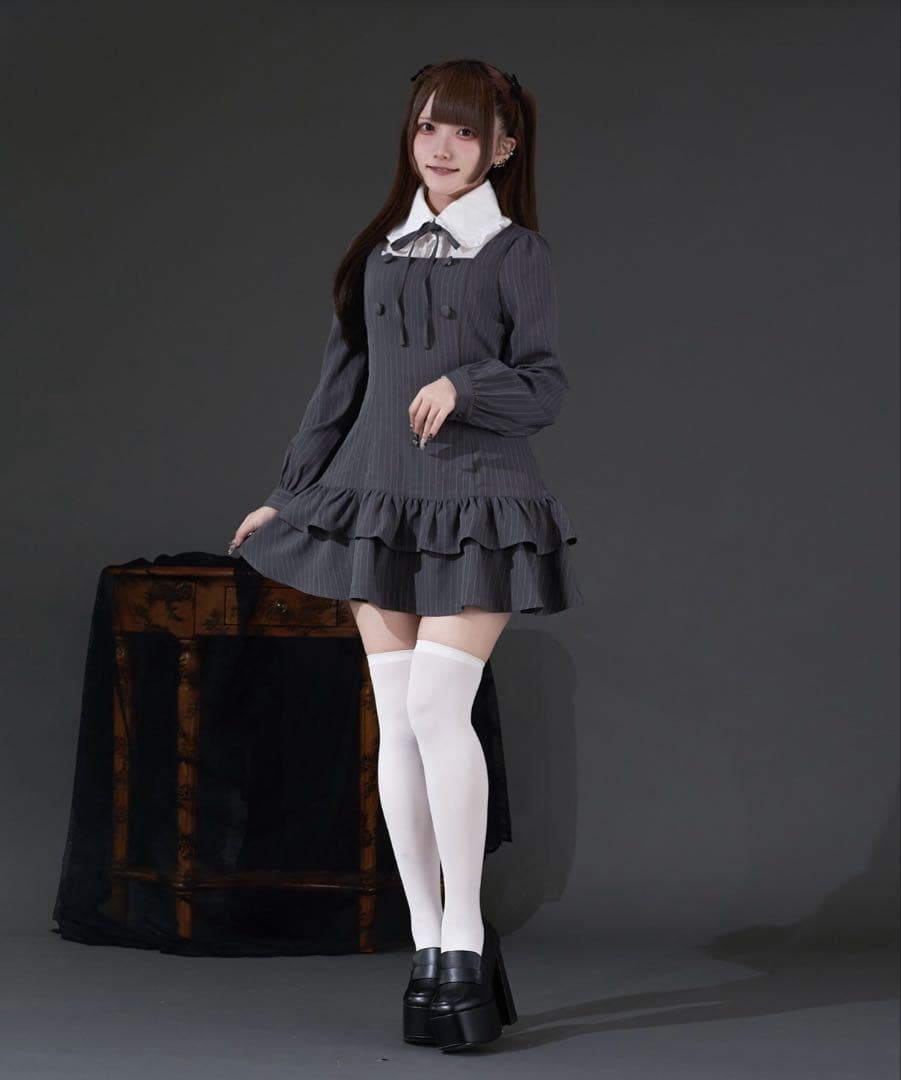 palelfy パルエルフィー クラシカルシャツレイヤードワンピース ブラック