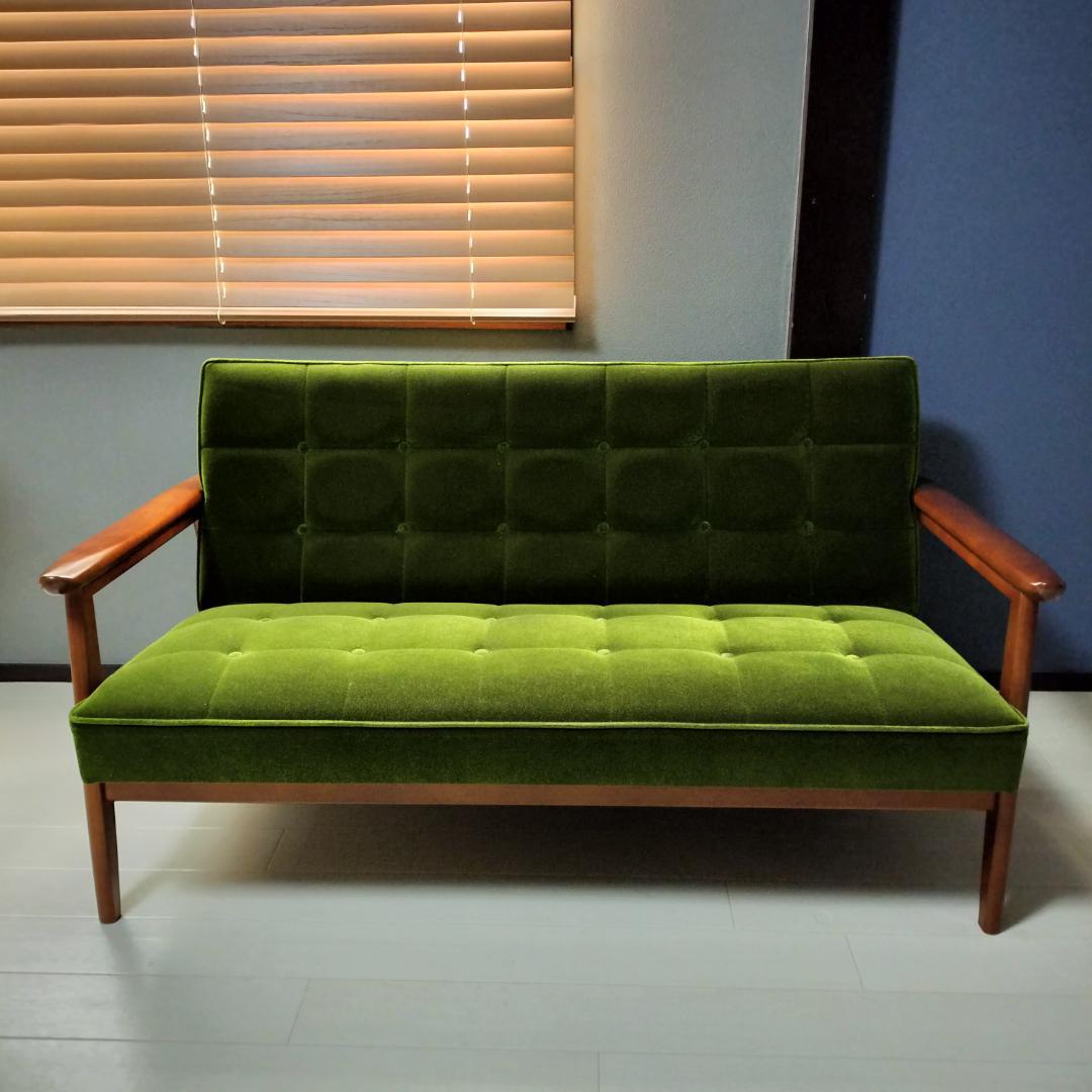 【カリモク60】 Kチェア ソファ 2人掛け モケットグリーン karimoku