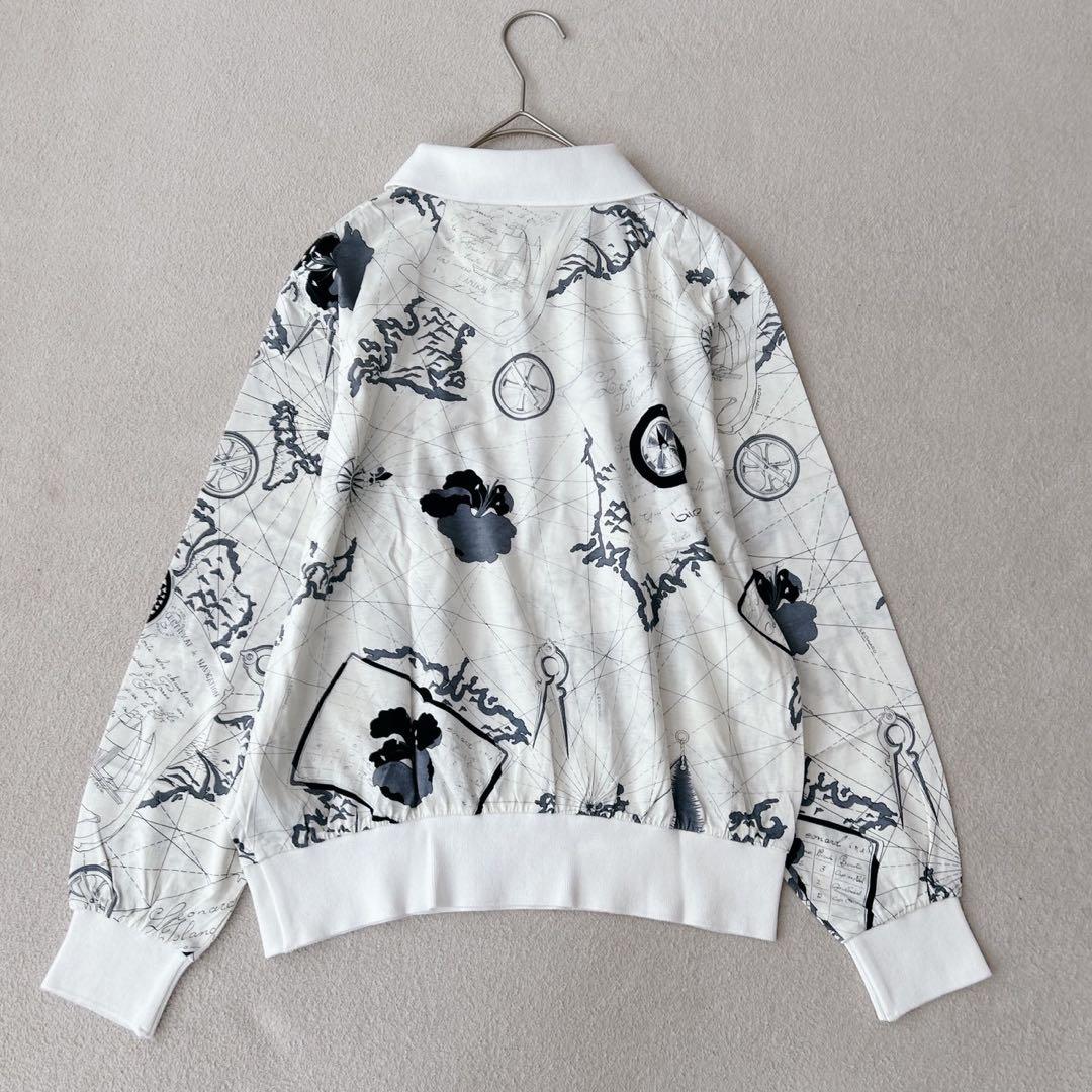 希少✨LEONARD レオナール　地図柄　長袖　トップス　白　洗える◎ L