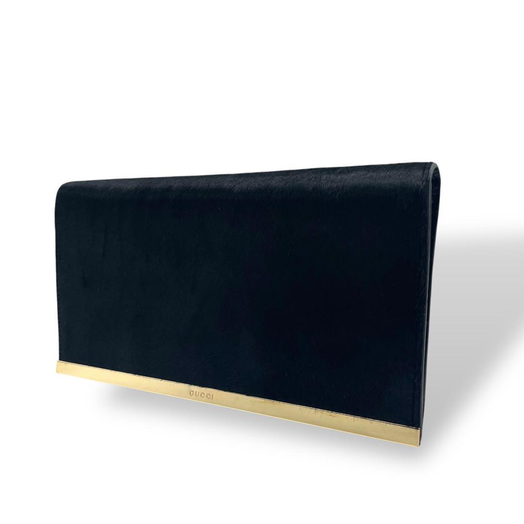 GUCCI グッチ ヴィンテージ クラッチバッグ ハラコ 黒