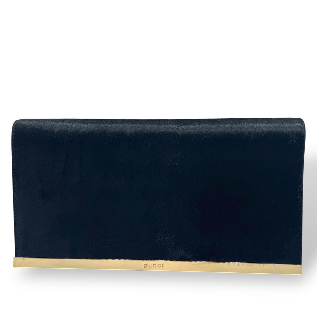 GUCCI グッチ ヴィンテージ クラッチバッグ ハラコ 黒