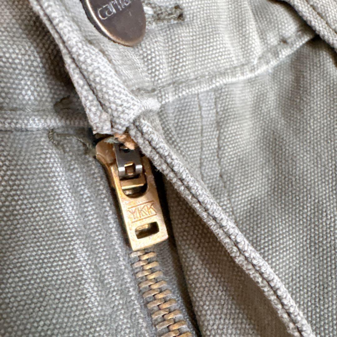 カーハート ワークパンツ w34 オリーブ ロゴ古着 ダブルニー