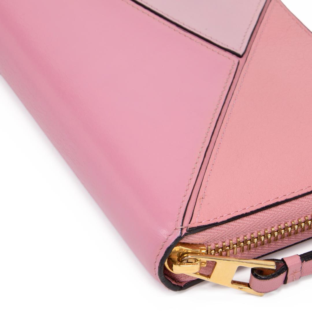 本物 ロエベ 長財布 ファスナー レディース パズル ピンク アナグラム ロゴ