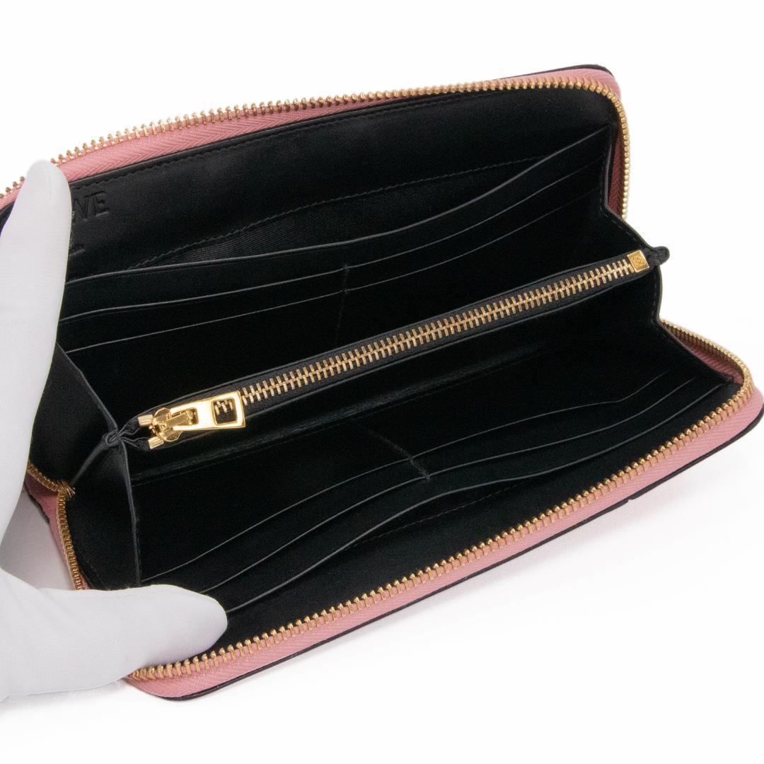 本物 ロエベ 長財布 ファスナー レディース パズル ピンク アナグラム ロゴ