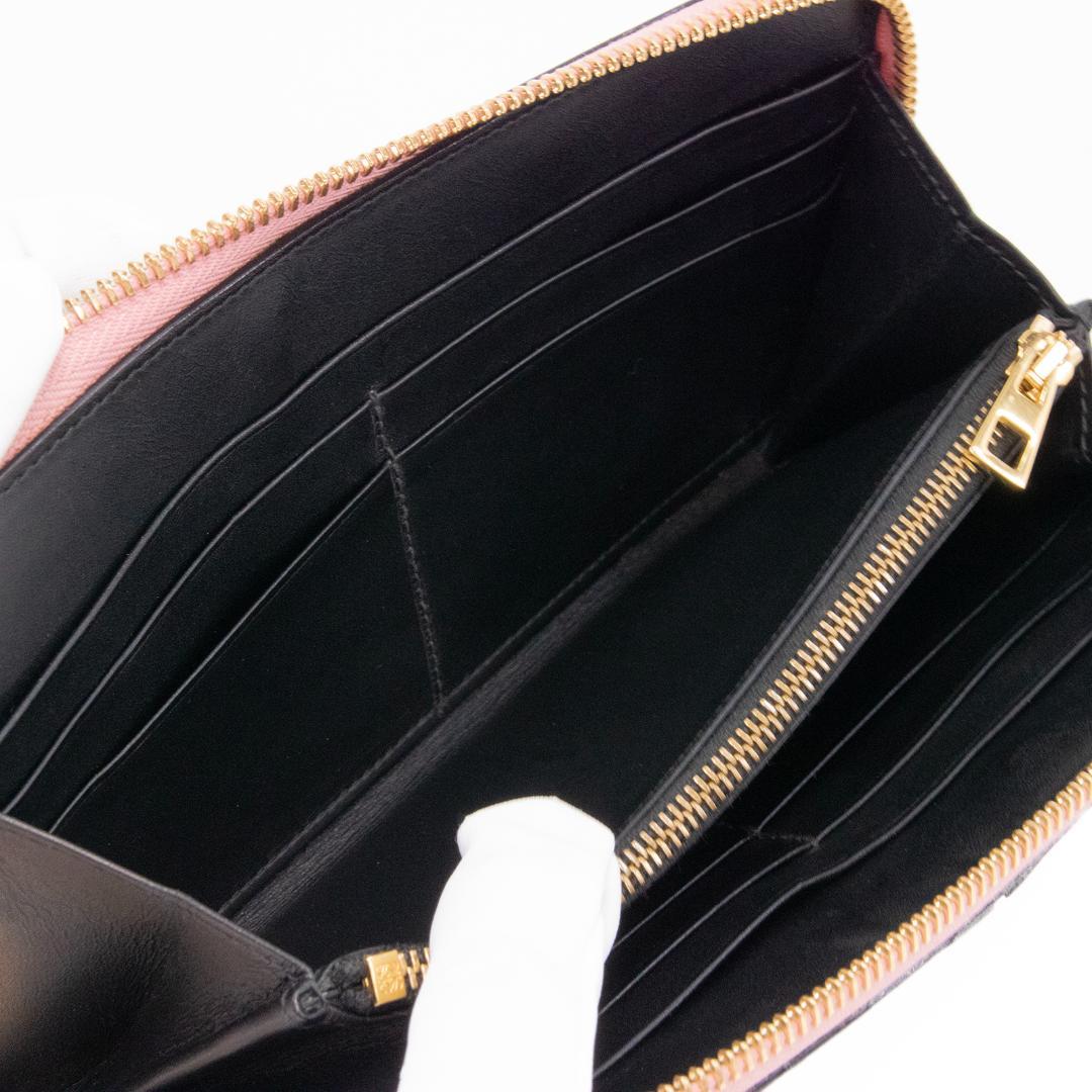 本物 ロエベ 長財布 ファスナー レディース パズル ピンク アナグラム ロゴ