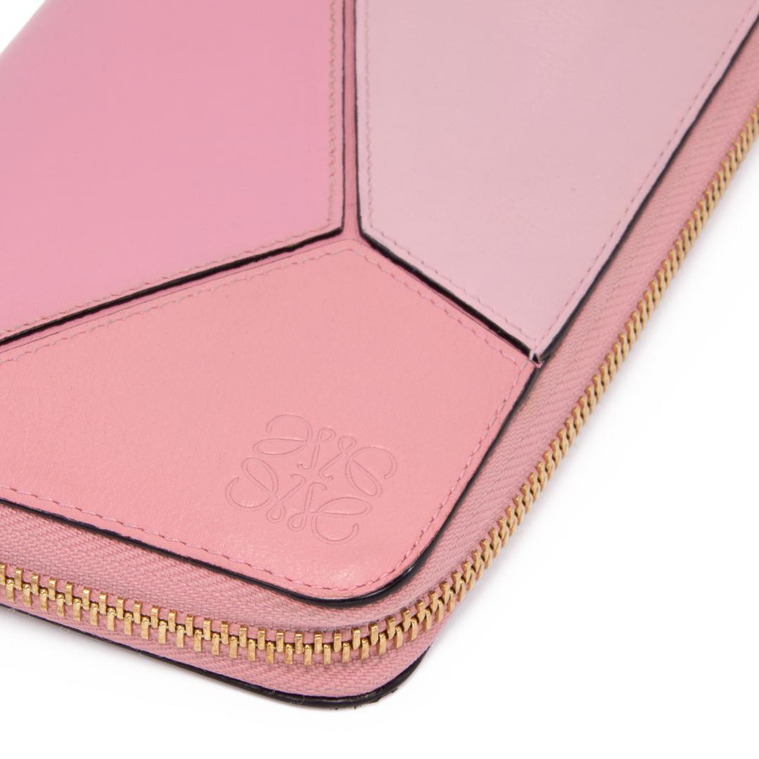 本物 ロエベ 長財布 ファスナー レディース パズル ピンク アナグラム ロゴ