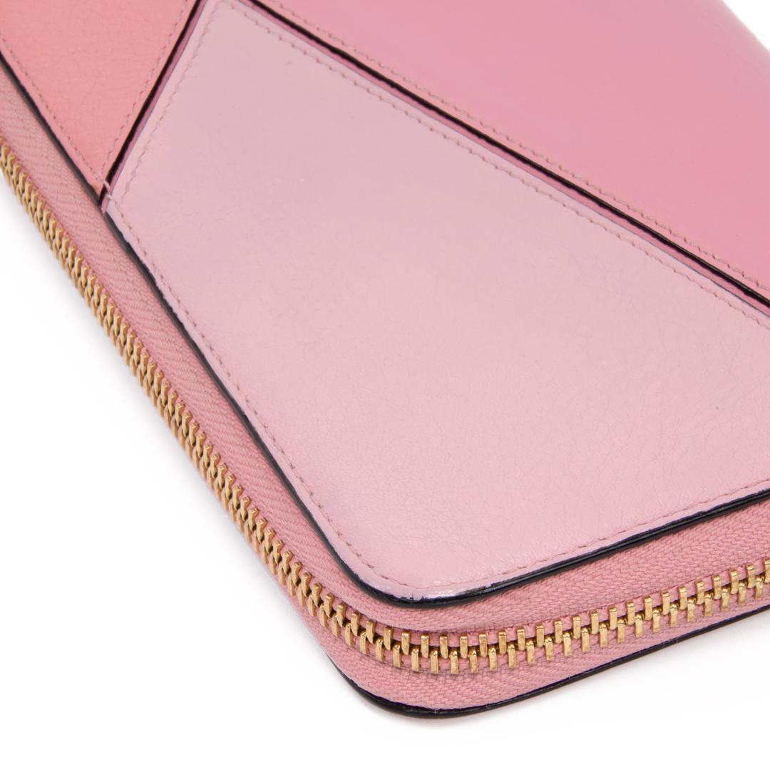 本物 ロエベ 長財布 ファスナー レディース パズル ピンク アナグラム ロゴ