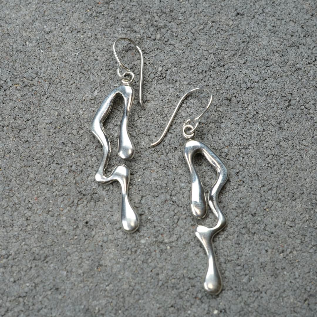 メキシコ タスコ製 TAXCO シルバー925 ティアドロッブピアス/軽研磨仕上