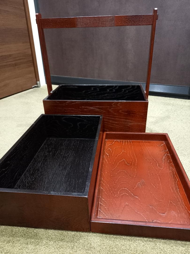 岡持　指物　漆塗り