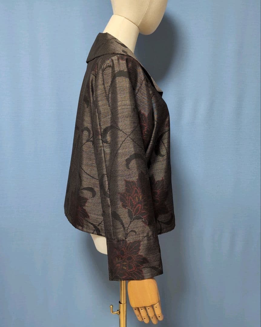 着物リメイク　大島紬　ショールカラージャケット　L〜XL