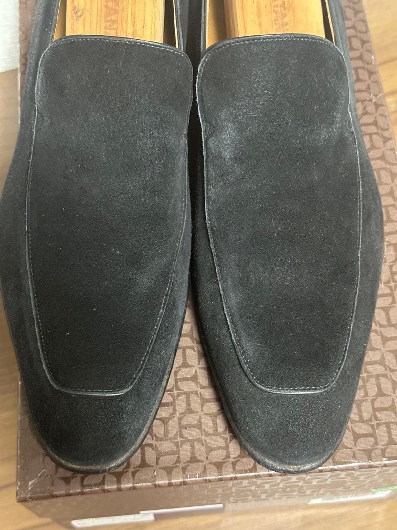 【超美品】セルジオロッシ　ブラックスエードスリッポン レザーソール　6
