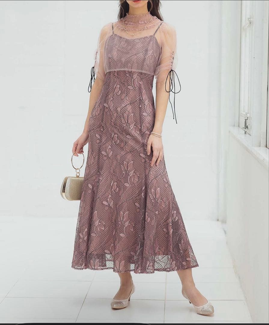 ブラウスセットフラワーレースドレス