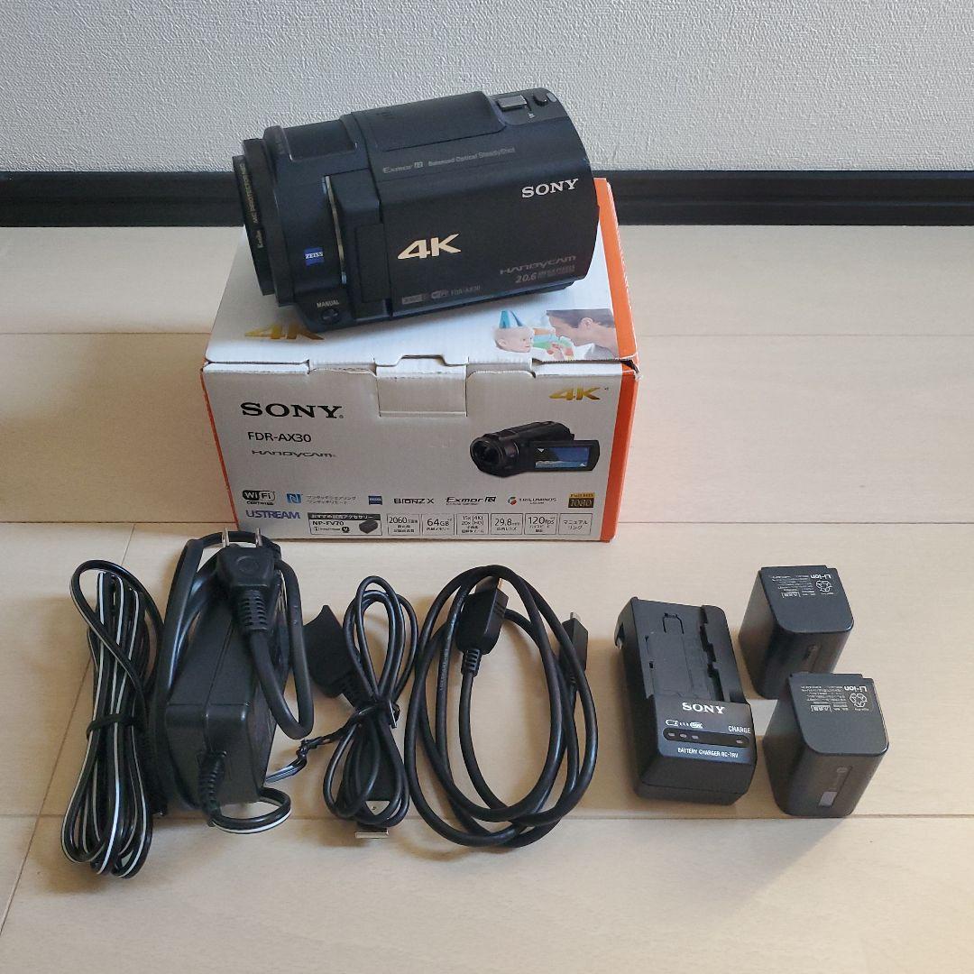 SONY FDR-AX30 4K ビデオカメラ バッテリー2個付き