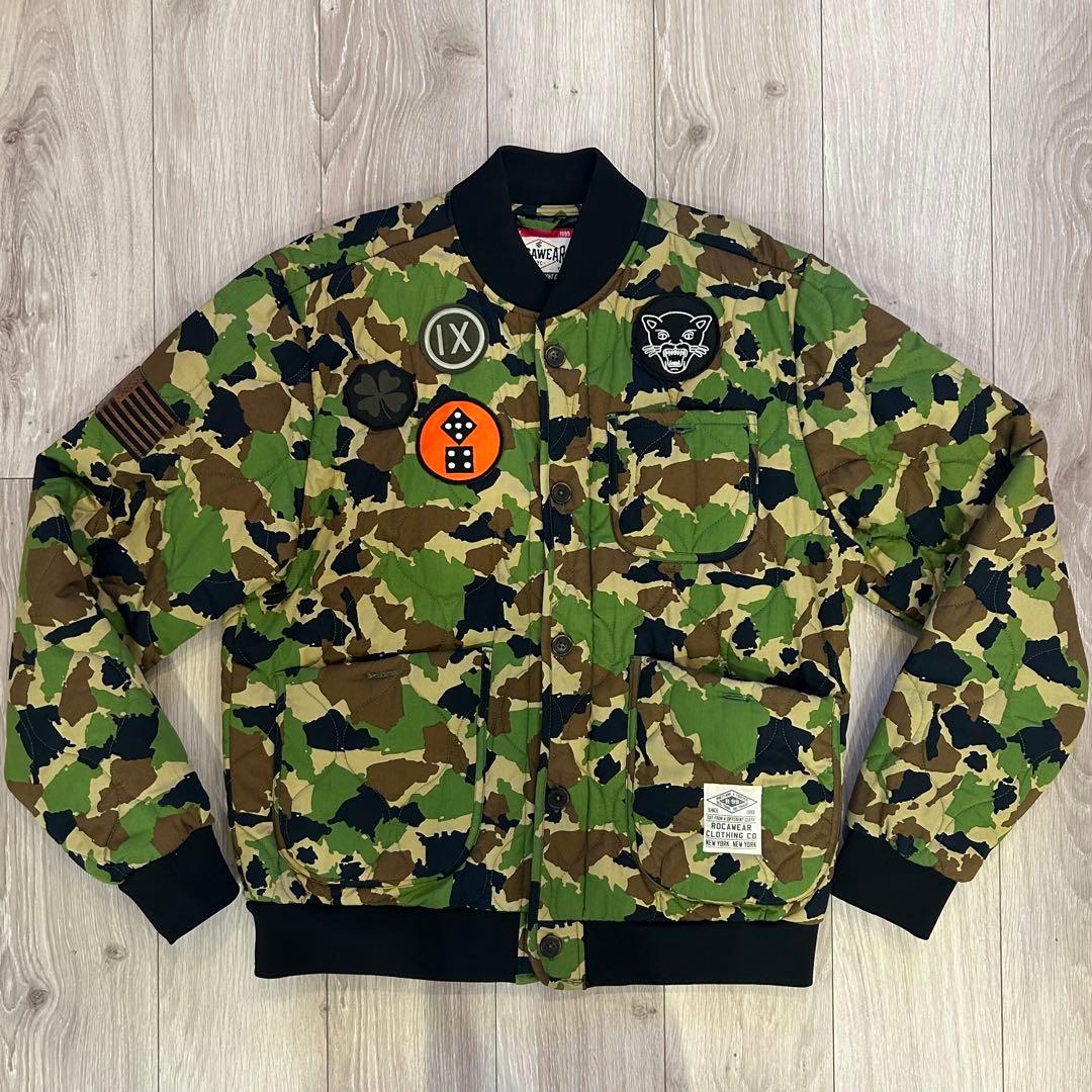 【美品】ROCA WEAR ロカウェア キルティングジャケット カモ 迷彩