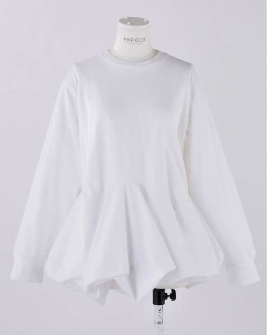 トップス ENFOLD SQUARE PEPLUM LONG-SLEEVES SHIRT