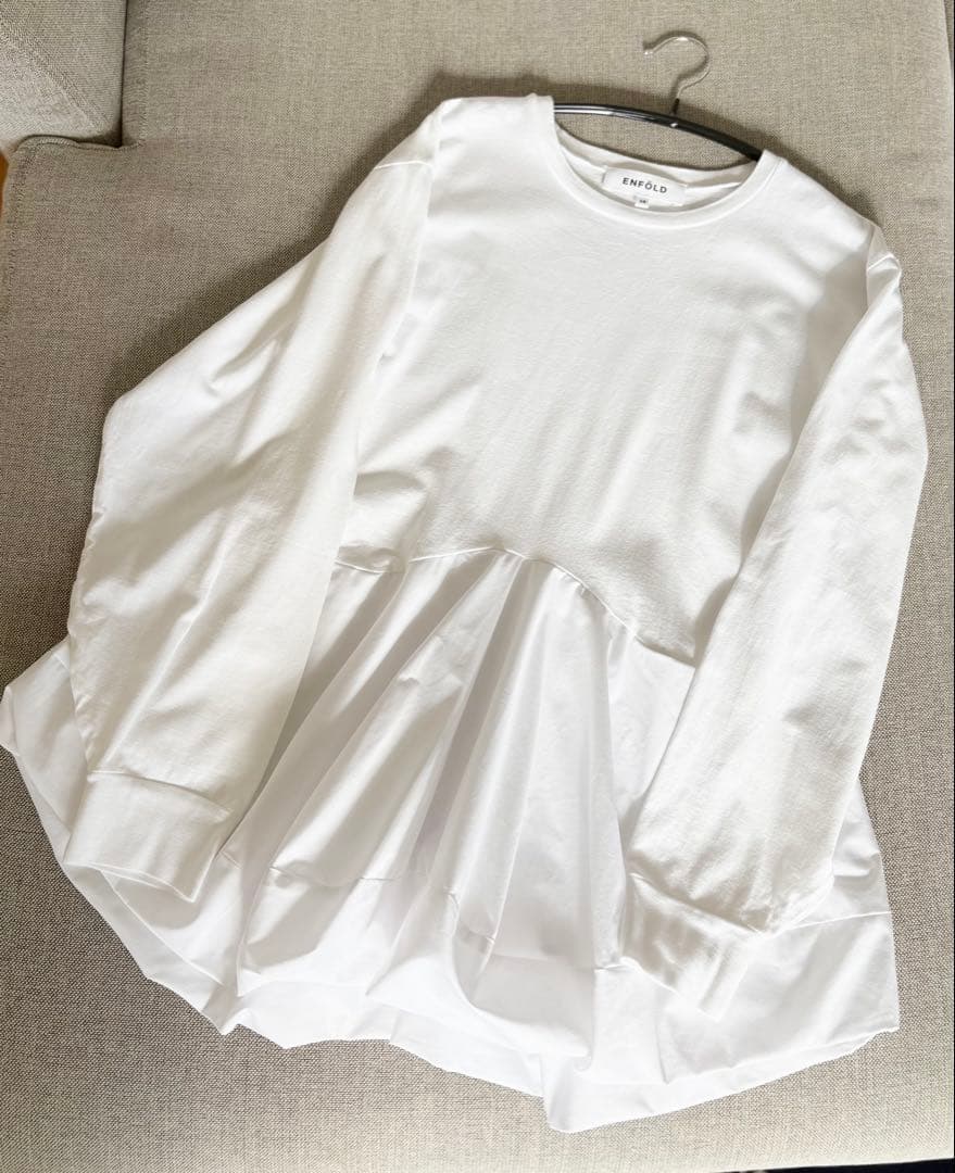 トップス ENFOLD SQUARE PEPLUM LONG-SLEEVES SHIRT