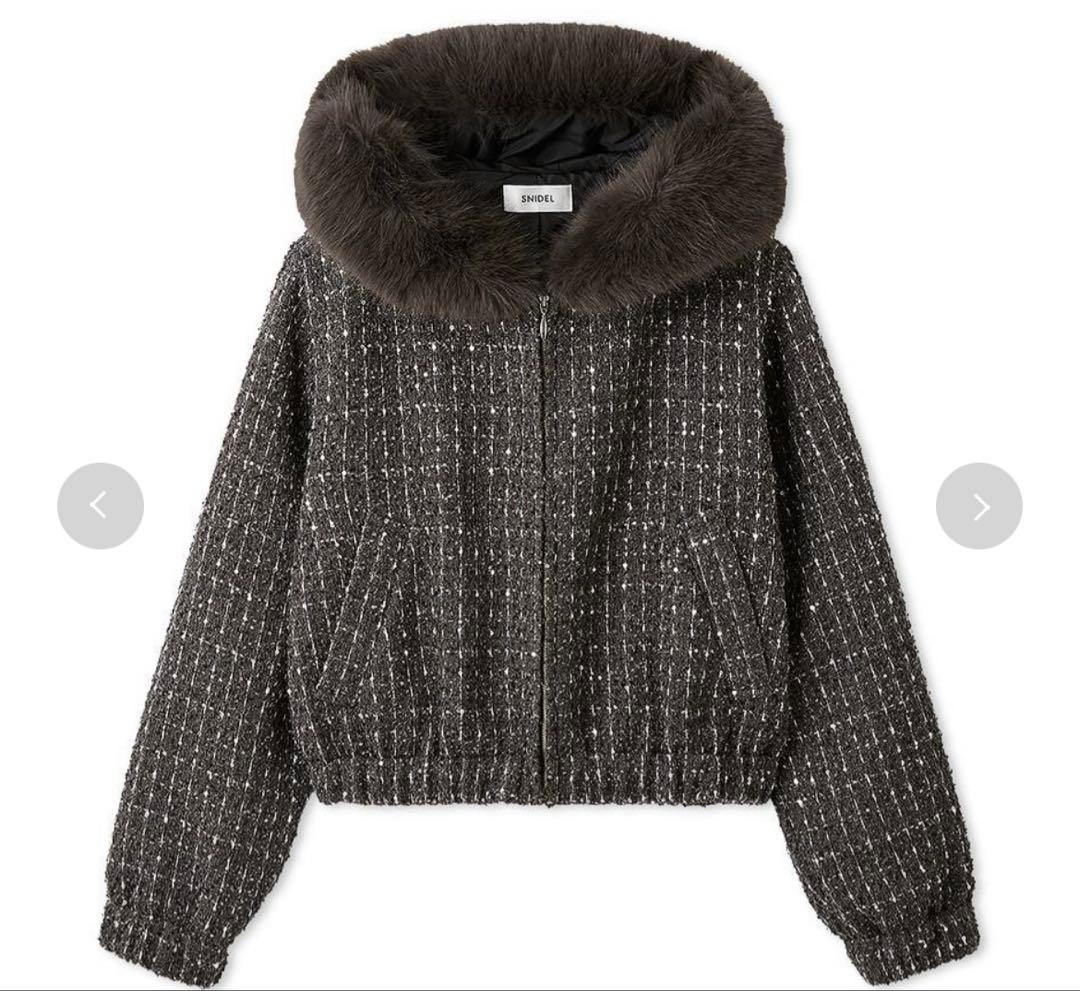 ファー付きツイードブルゾン