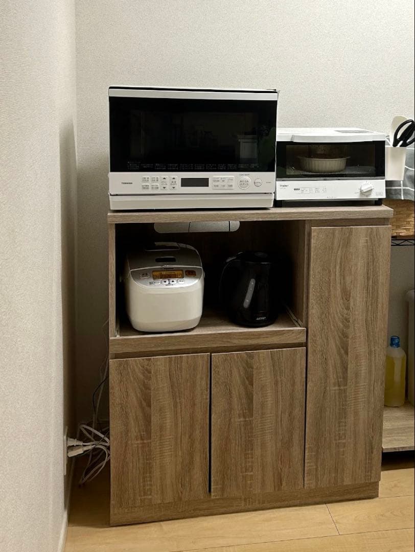 LOWYA [幅83] キッチンカウンター ミドルタイプ スライド収納付き