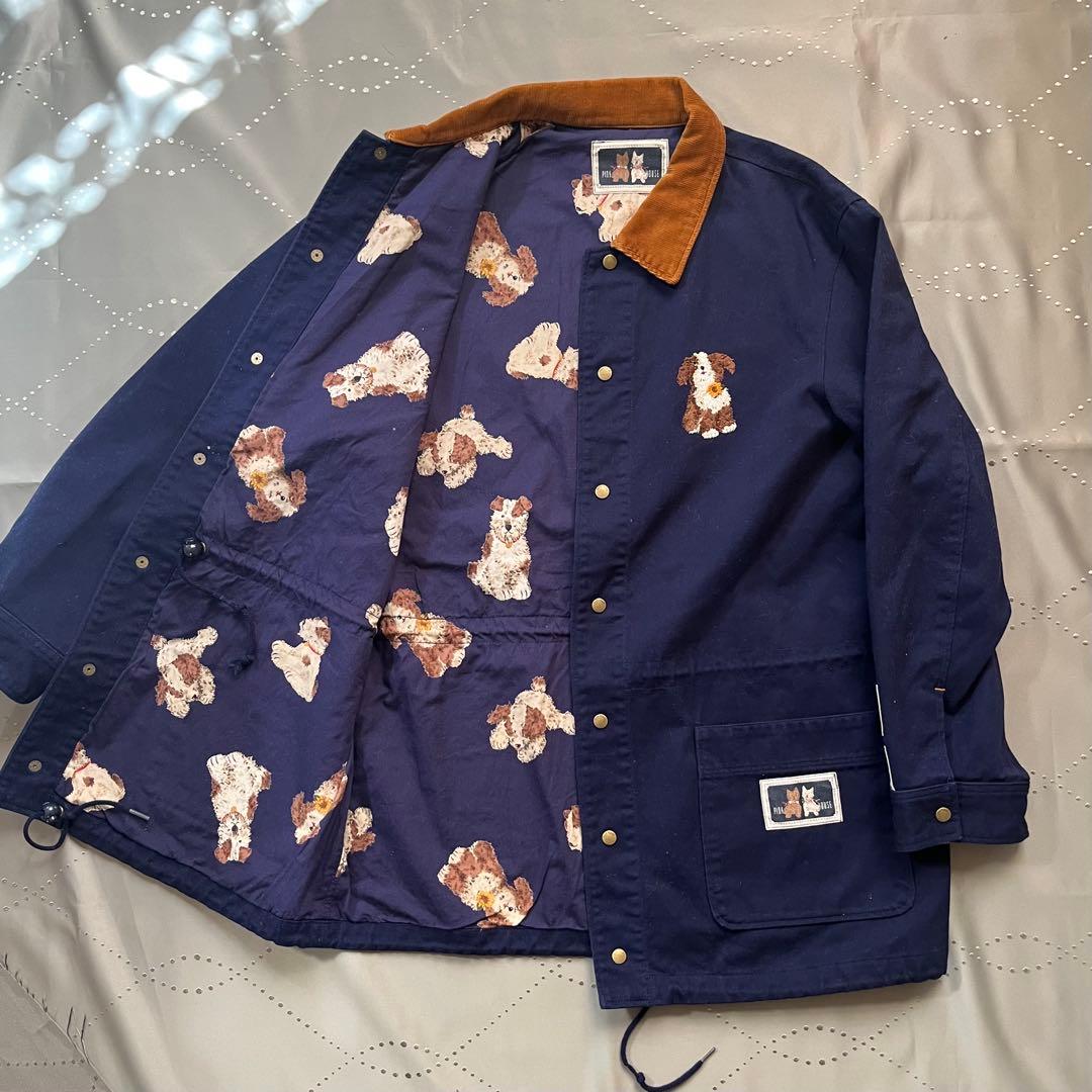 古着 ピンクハウス 犬柄 刺繍 総柄 カバーオール ヴィンテージ ジャケット